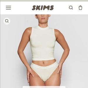 Skims cotton jersey mock neck tank in bone